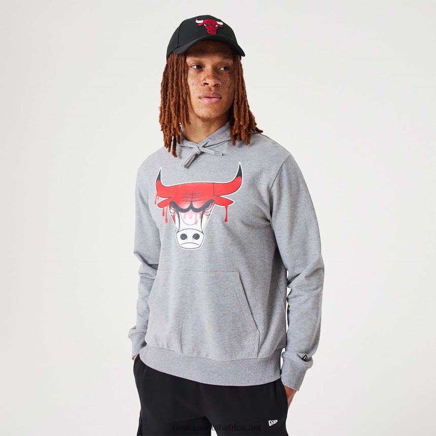 Chicago Bulls NBA Drip Logo Medium Grey Pullover Hoodie New Era TRBRBN2812
