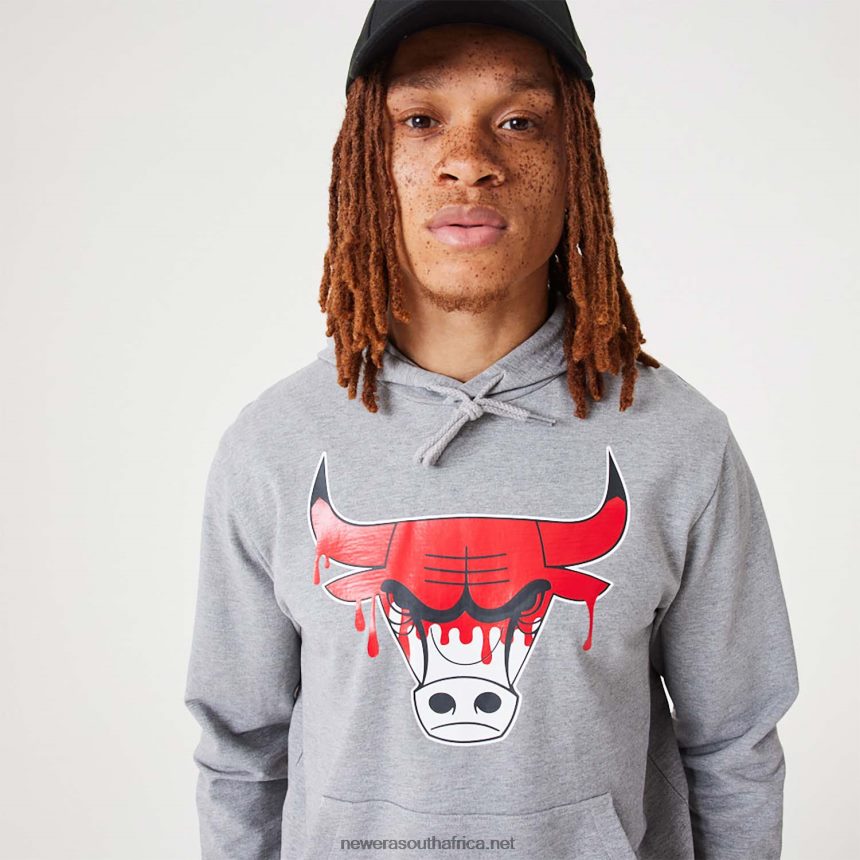 Chicago Bulls NBA Drip Logo Medium Grey Pullover Hoodie New Era TRBRBN2812