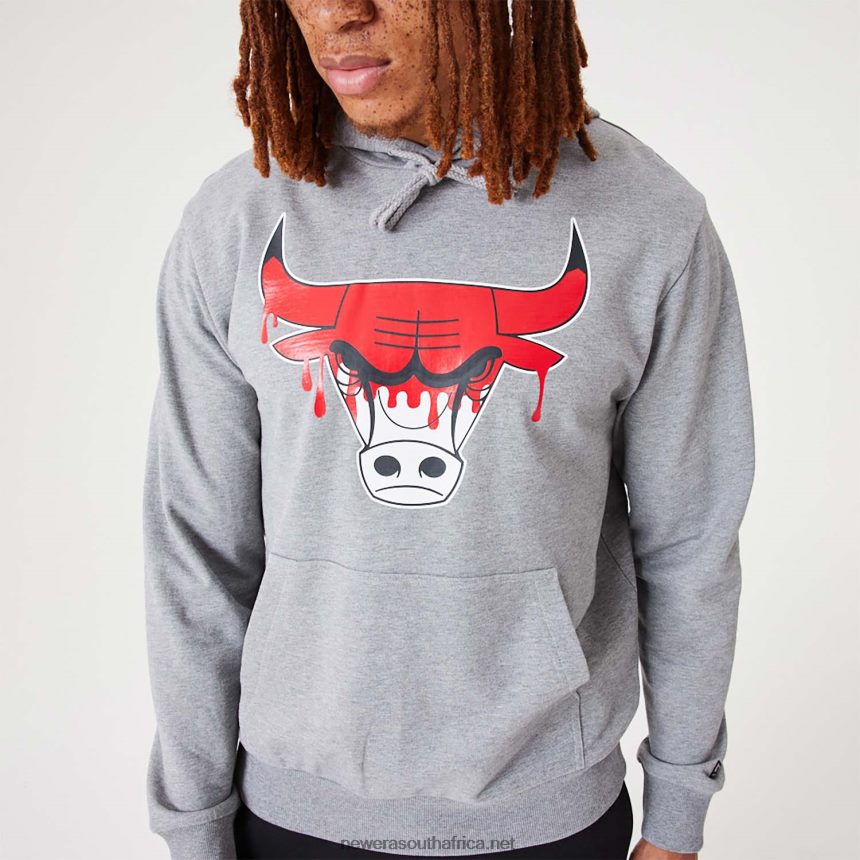 Chicago Bulls NBA Drip Logo Medium Grey Pullover Hoodie New Era TRBRBN2812
