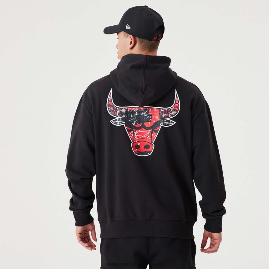 Chicago Bulls NBA Infill Team Logo Black Pullover Hoodie New Era TRBRBN2688
