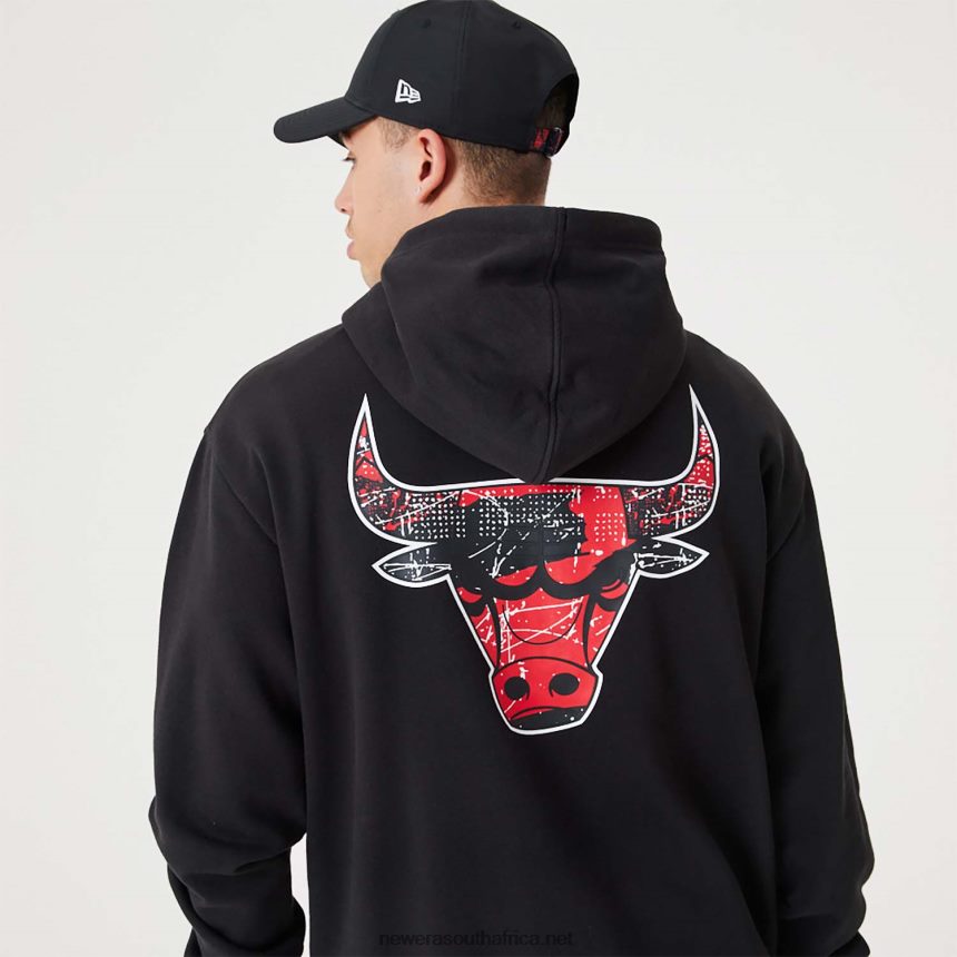 Chicago Bulls NBA Infill Team Logo Black Pullover Hoodie New Era TRBRBN2688