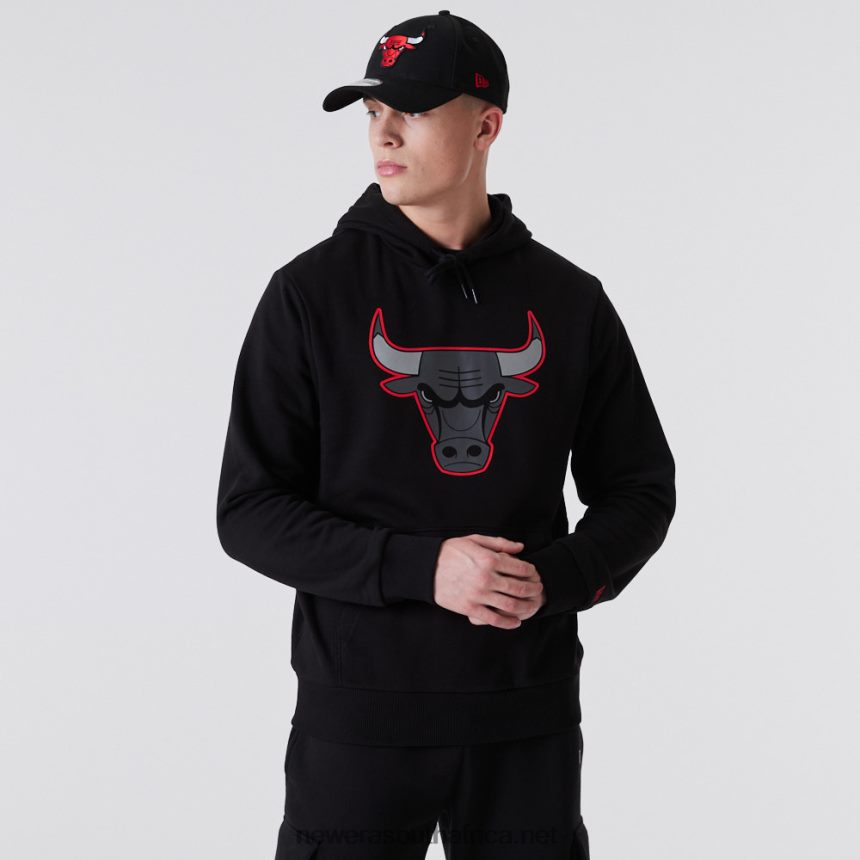 Chicago Bulls NBA Outline Logo Black Hoodie New Era TRBRBN2813