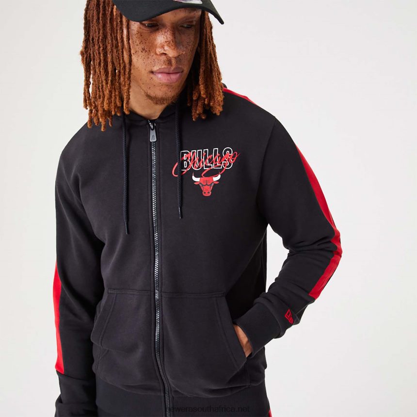 Chicago Bulls NBA Script Black Full-Zip Hoodie New Era TRBRBN2728
