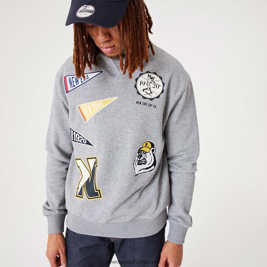 Heritage Badge Medium Grey Crew Neck Sweatshirt New Era TRBRBN2696
