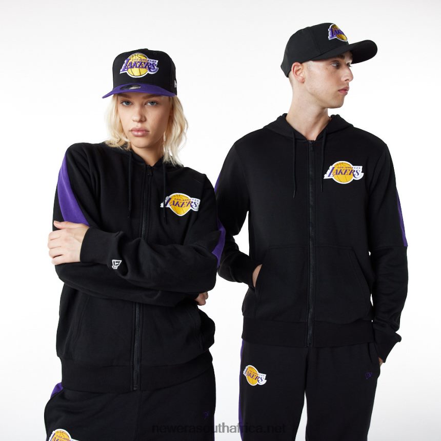 LA Lakers Full Zip Panel Detail Black Hoodie New Era TRBRBN2827