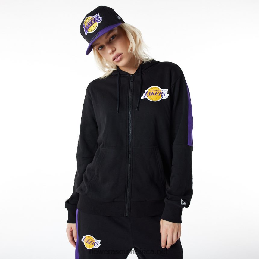 LA Lakers Full Zip Panel Detail Black Hoodie New Era TRBRBN2827