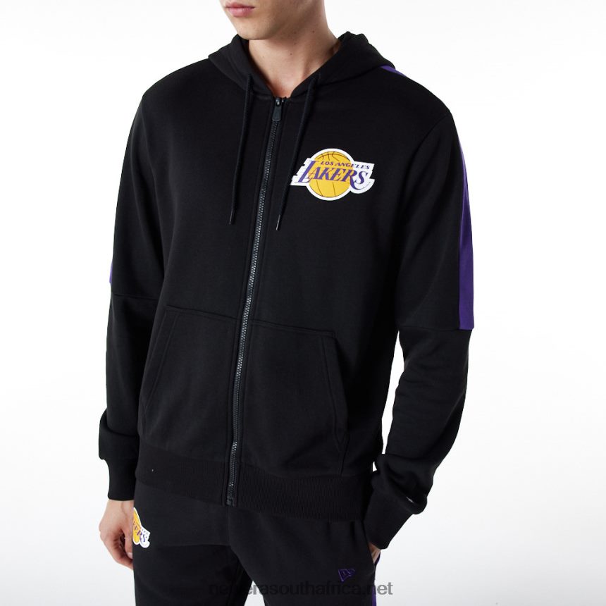 LA Lakers Full Zip Panel Detail Black Hoodie New Era TRBRBN2827