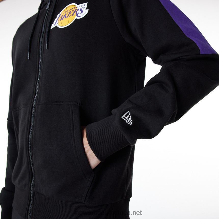 LA Lakers Full Zip Panel Detail Black Hoodie New Era TRBRBN2827