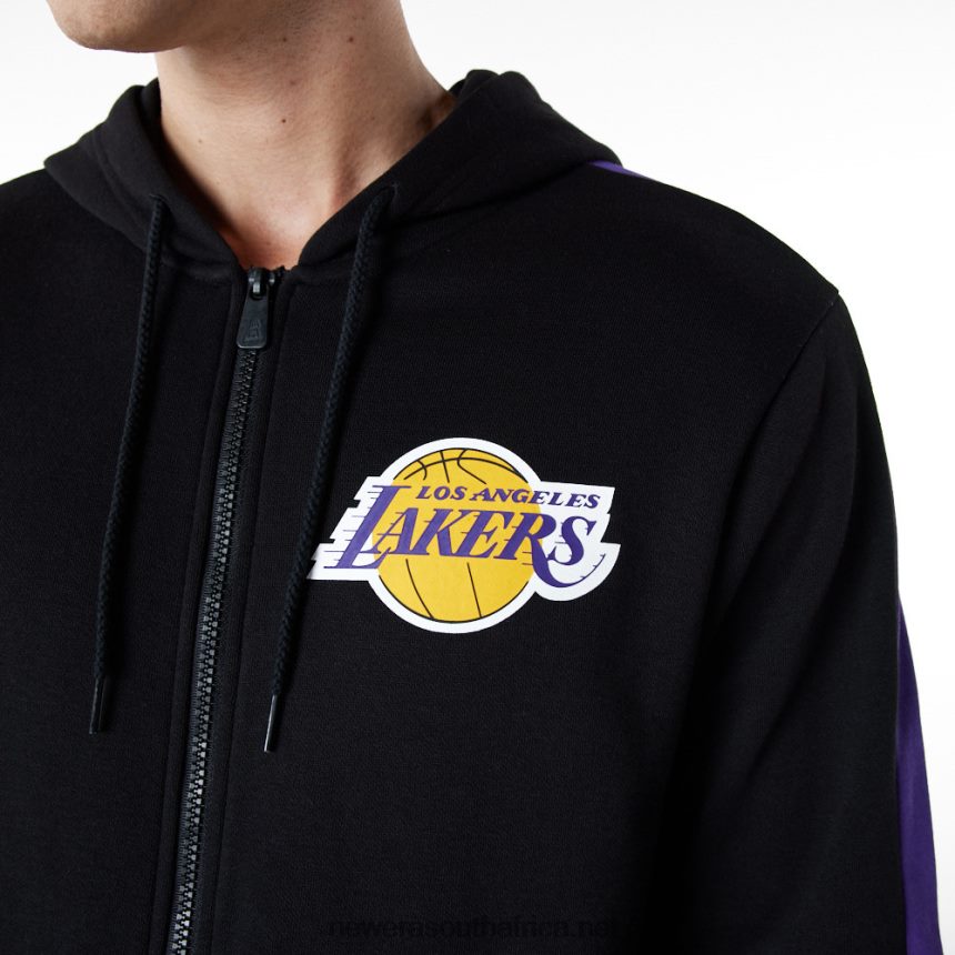 LA Lakers Full Zip Panel Detail Black Hoodie New Era TRBRBN2827