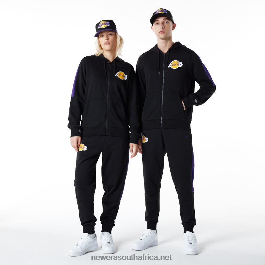 LA Lakers Full Zip Panel Detail Black Hoodie New Era TRBRBN2827