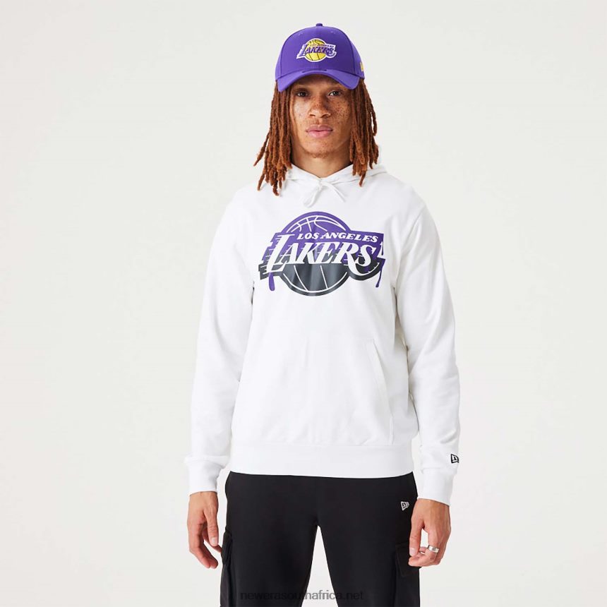 LA Lakers NBA Drip Logo White Pullover Hoodie New Era TRBRBN2819