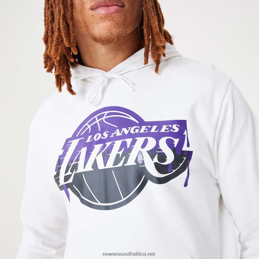 LA Lakers NBA Drip Logo White Pullover Hoodie New Era TRBRBN2819