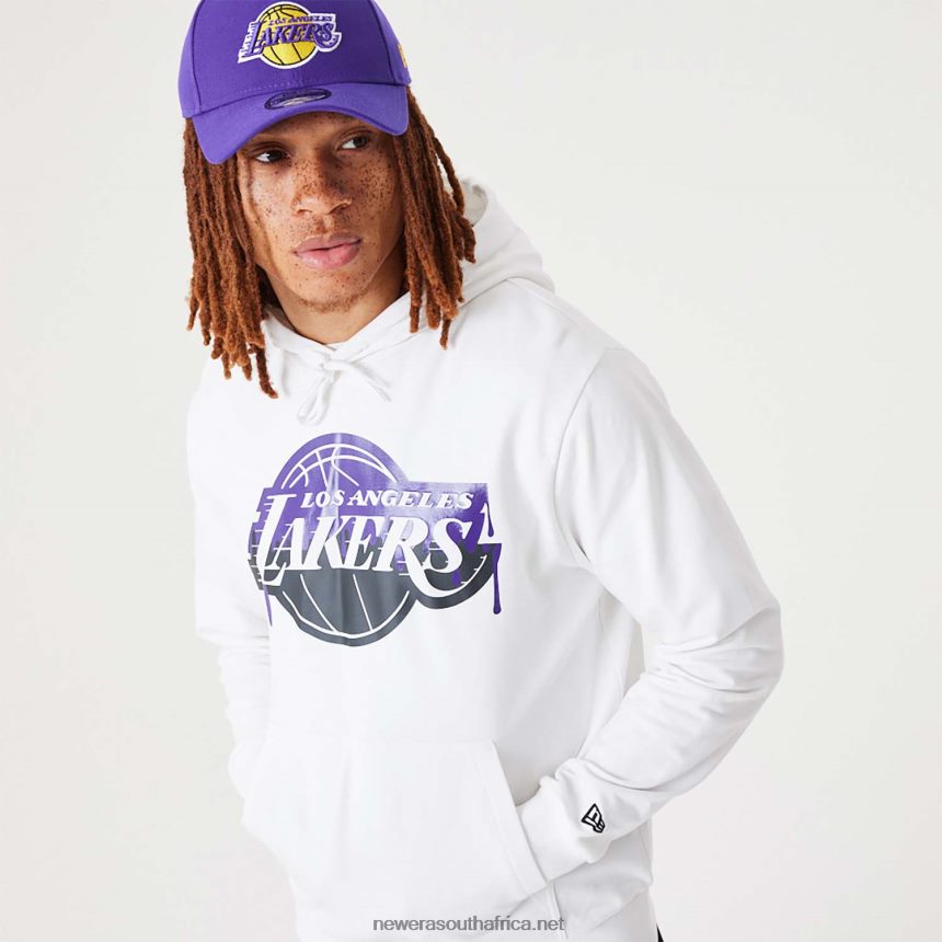 LA Lakers NBA Drip Logo White Pullover Hoodie New Era TRBRBN2819