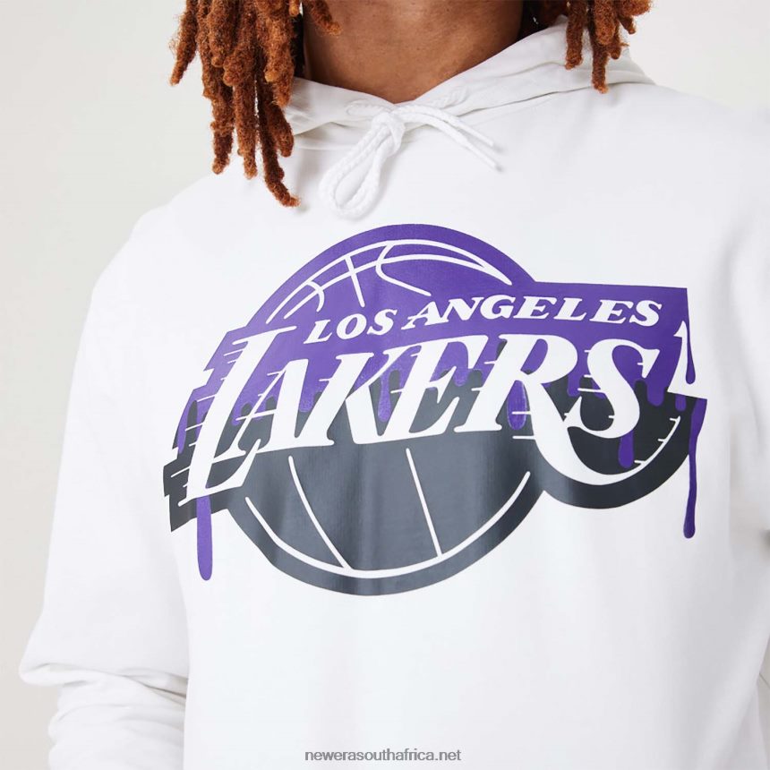 LA Lakers NBA Drip Logo White Pullover Hoodie New Era TRBRBN2819