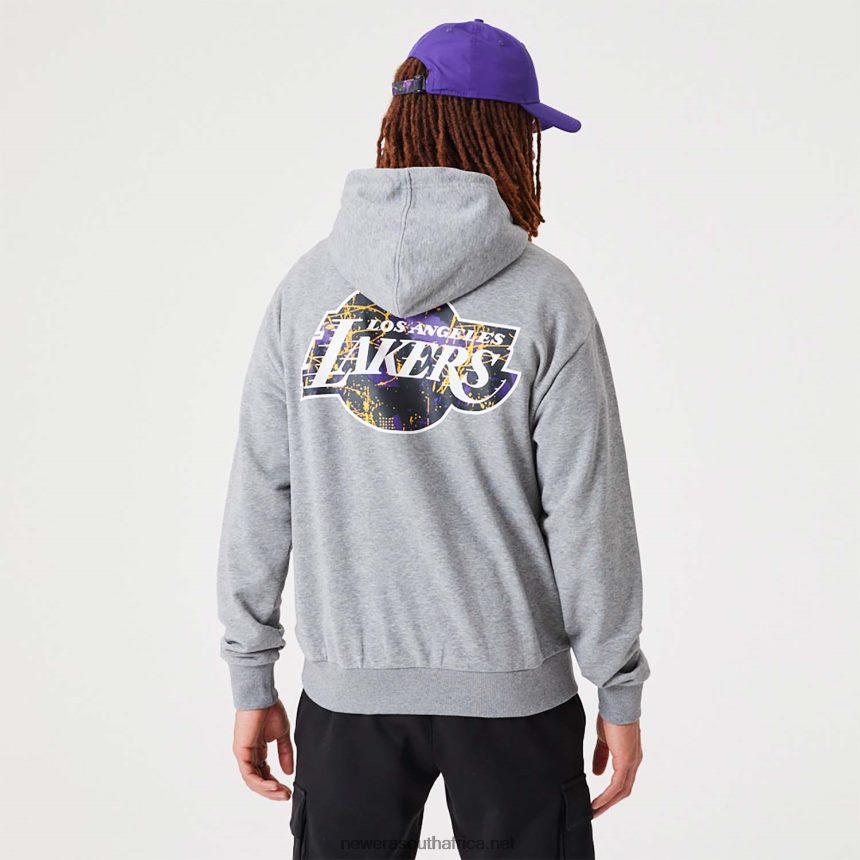 LA Lakers NBA Infill Team Logo Medium Grey Pullover Hoodie New Era TRBRBN2720