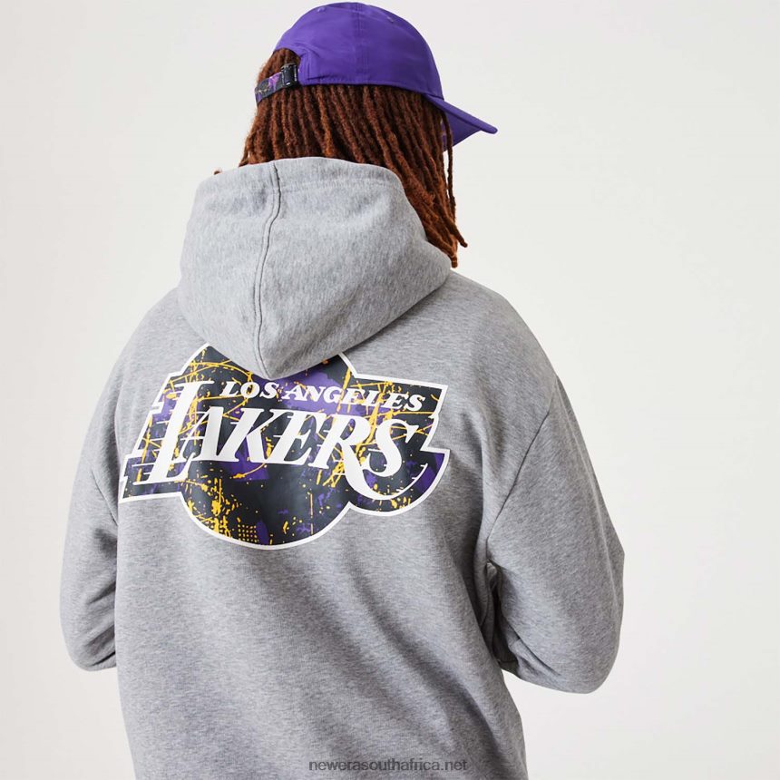 LA Lakers NBA Infill Team Logo Medium Grey Pullover Hoodie New Era TRBRBN2720