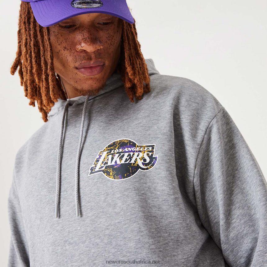 LA Lakers NBA Infill Team Logo Medium Grey Pullover Hoodie New Era TRBRBN2720