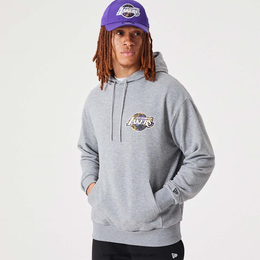 LA Lakers NBA Infill Team Logo Medium Grey Pullover Hoodie New Era TRBRBN2720