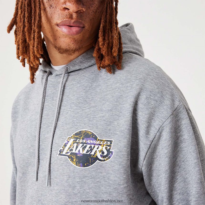 LA Lakers NBA Infill Team Logo Medium Grey Pullover Hoodie New Era TRBRBN2720