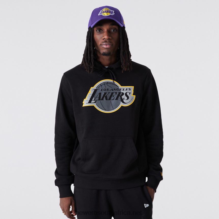 LA Lakers NBA Outline Logo Black Hoodie New Era TRBRBN2834