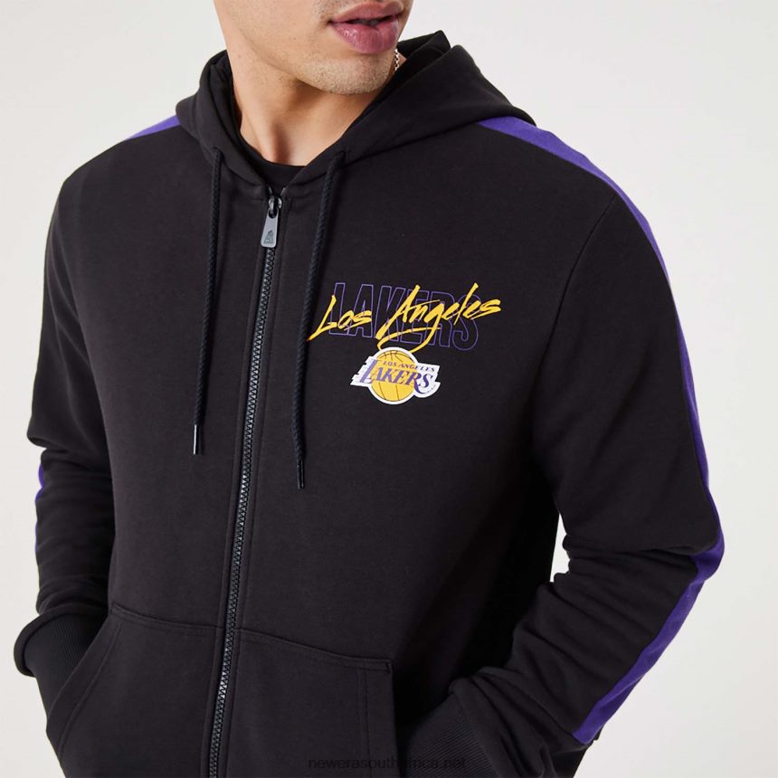 LA Lakers NBA Script Black Full-Zip Hoodie New Era TRBRBN2768