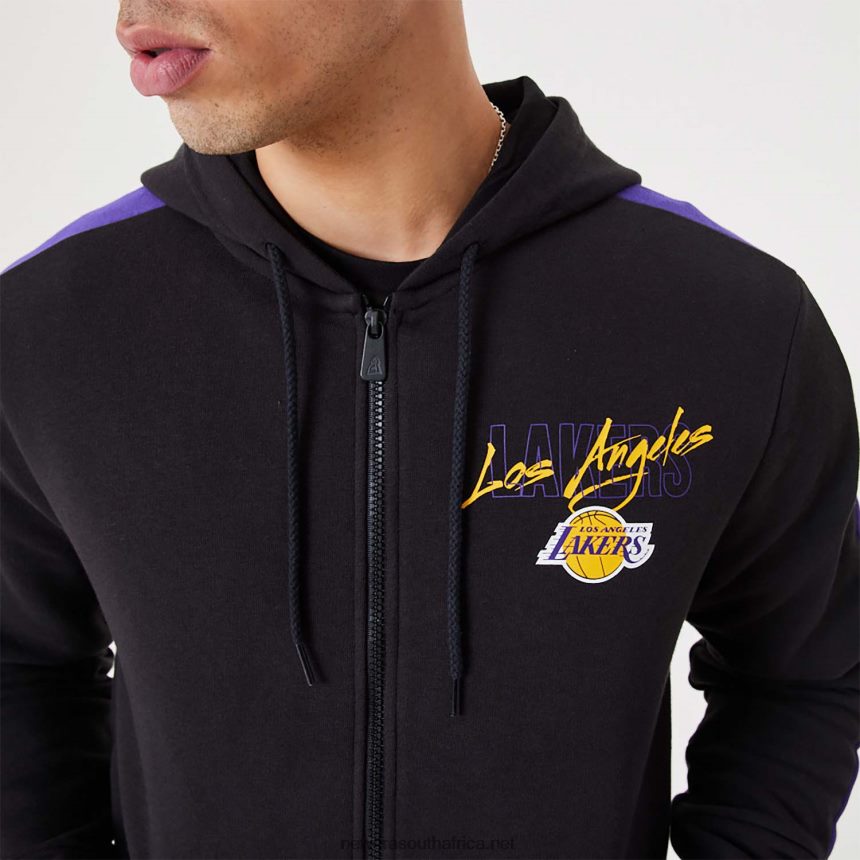 LA Lakers NBA Script Black Full-Zip Hoodie New Era TRBRBN2768