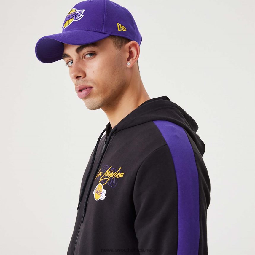 LA Lakers NBA Script Black Full-Zip Hoodie New Era TRBRBN2768