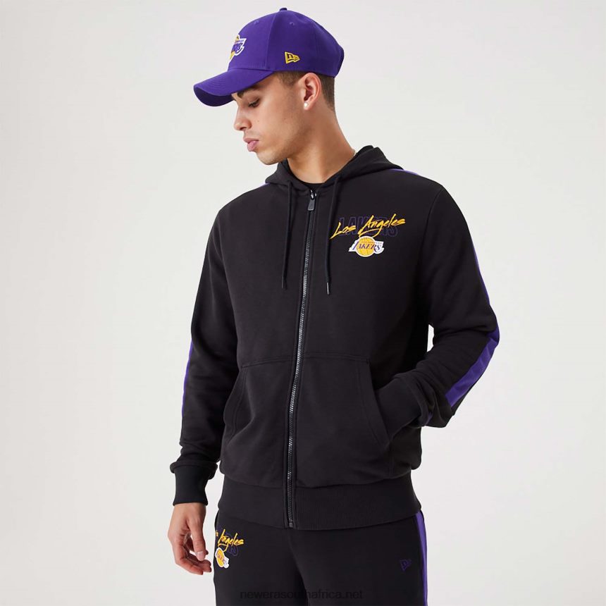 LA Lakers NBA Script Black Full-Zip Hoodie New Era TRBRBN2768