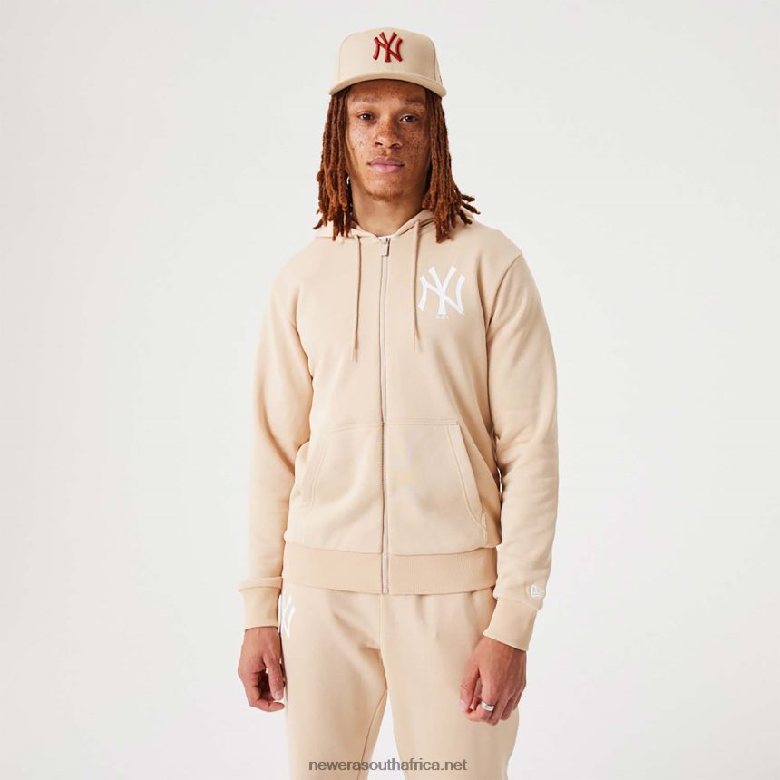 New York Yankees MLB League Essential Light Beige Full-Zip Hoodie New Era TRBRBN2784