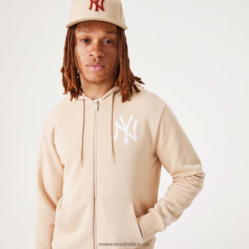 New York Yankees MLB League Essential Light Beige Full-Zip Hoodie New Era TRBRBN2784