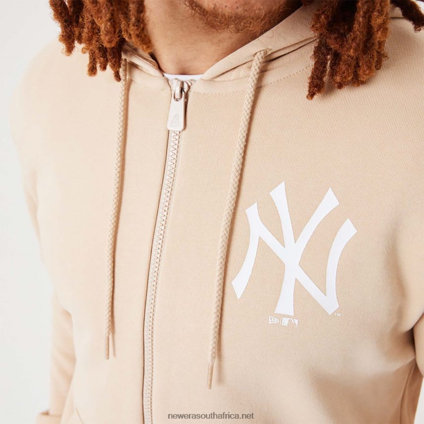 New York Yankees MLB League Essential Light Beige Full-Zip Hoodie New Era TRBRBN2784