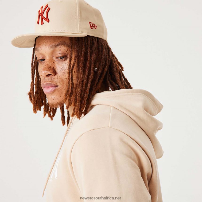 New York Yankees MLB League Essential Light Beige Full-Zip Hoodie New Era TRBRBN2784