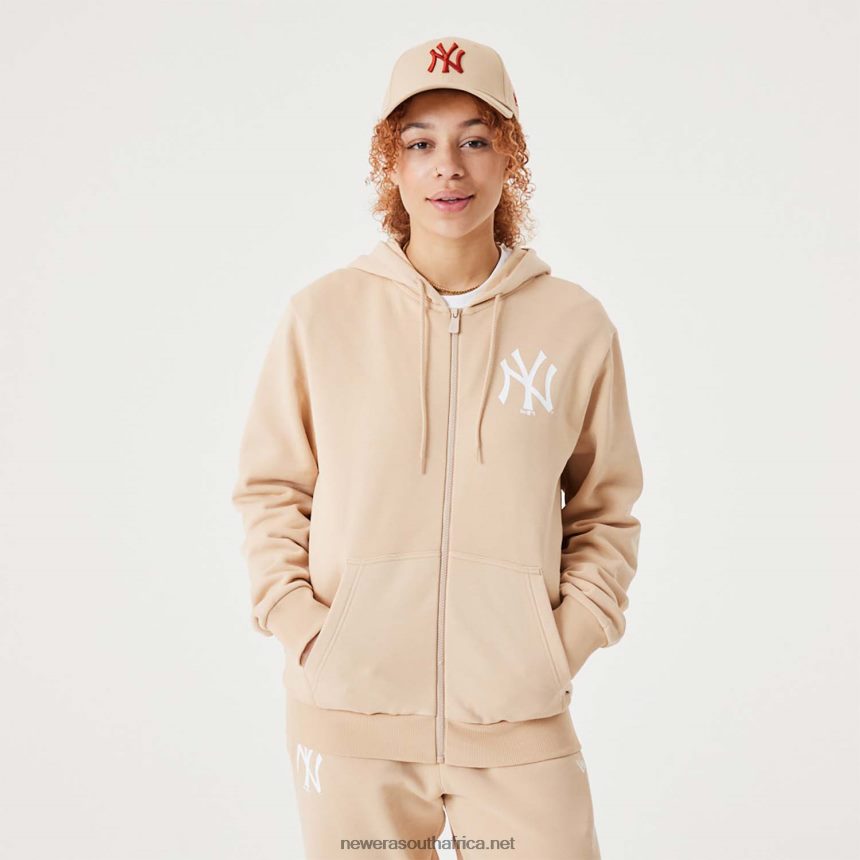 New York Yankees MLB League Essential Light Beige Full-Zip Hoodie New Era TRBRBN2784