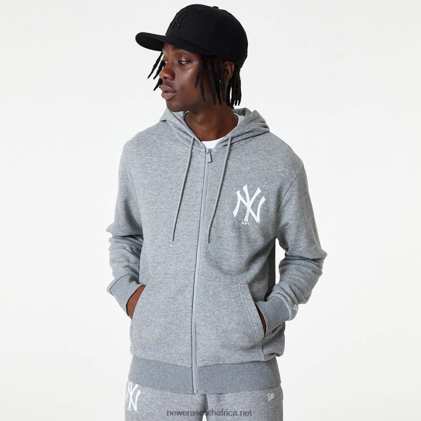 New York Yankees MLB League Essential Medium Grey Full-Zip Hoodie New Era TRBRBN2791