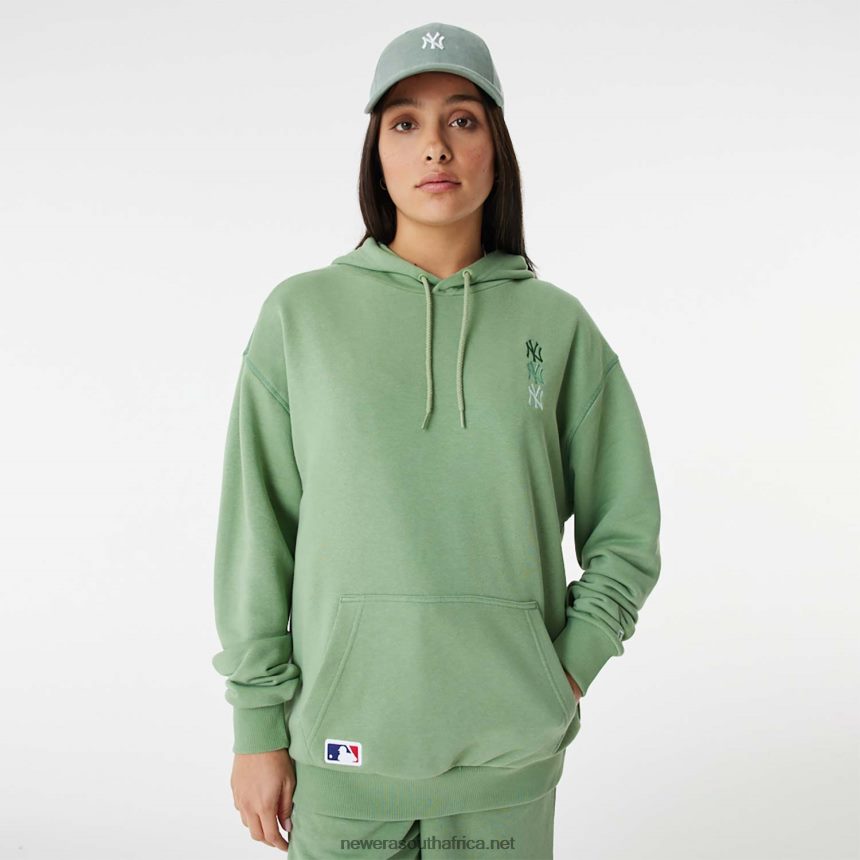 New York Yankees MLB Stacked Logo Green Pull Over Hoodie New Era TRBRBN2664