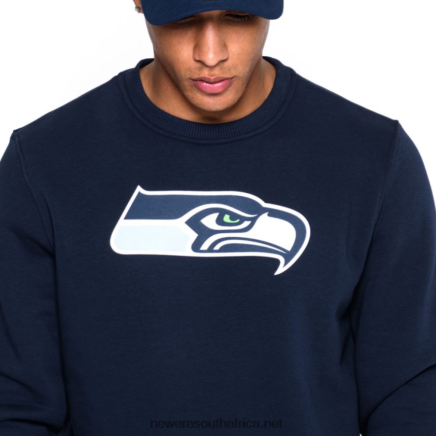 Seattle Seahawks Team Logo Blue Crew Neck Sweatshirt New Era TRBRBN2772