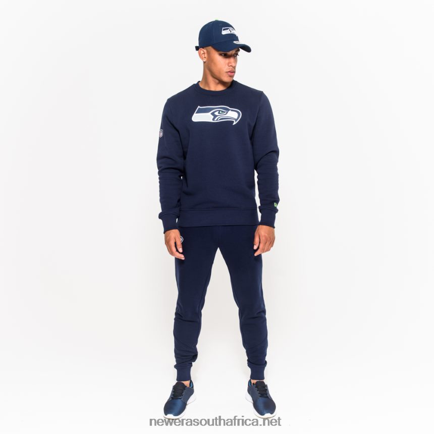 Seattle Seahawks Team Logo Blue Crew Neck Sweatshirt New Era TRBRBN2772