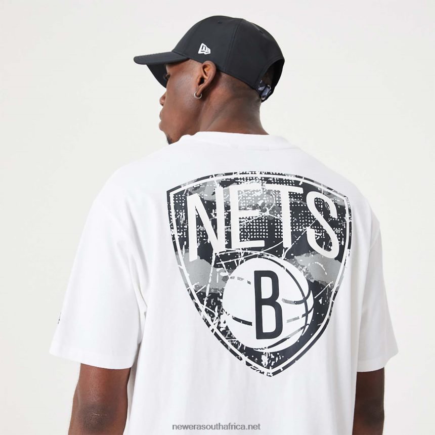 Brooklyn Nets NBA Infill Team Logo White Oversized T-Shirt New Era TRBRBN3053