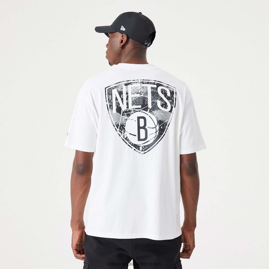 Brooklyn Nets NBA Infill Team Logo White Oversized T-Shirt New Era TRBRBN3053