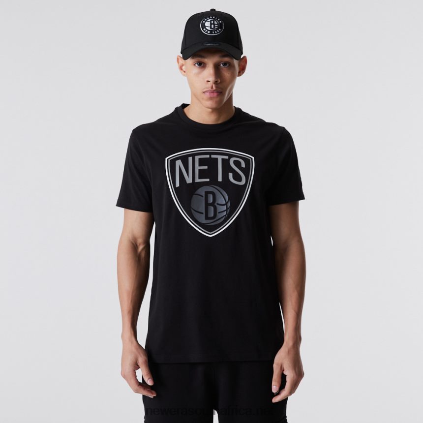 Brooklyn Nets NBA Outline Logo Black T-Shirt New Era TRBRBN3124