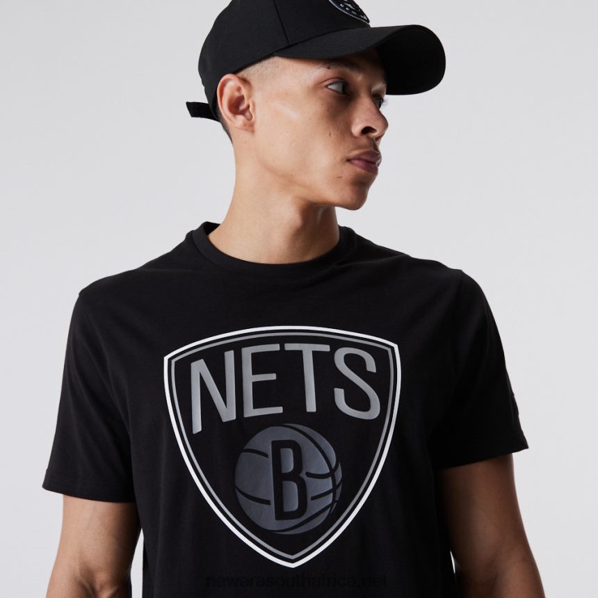 Brooklyn Nets NBA Outline Logo Black T-Shirt New Era TRBRBN3124