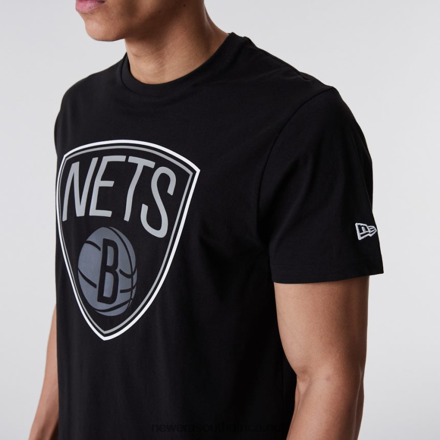 Brooklyn Nets NBA Outline Logo Black T-Shirt New Era TRBRBN3124