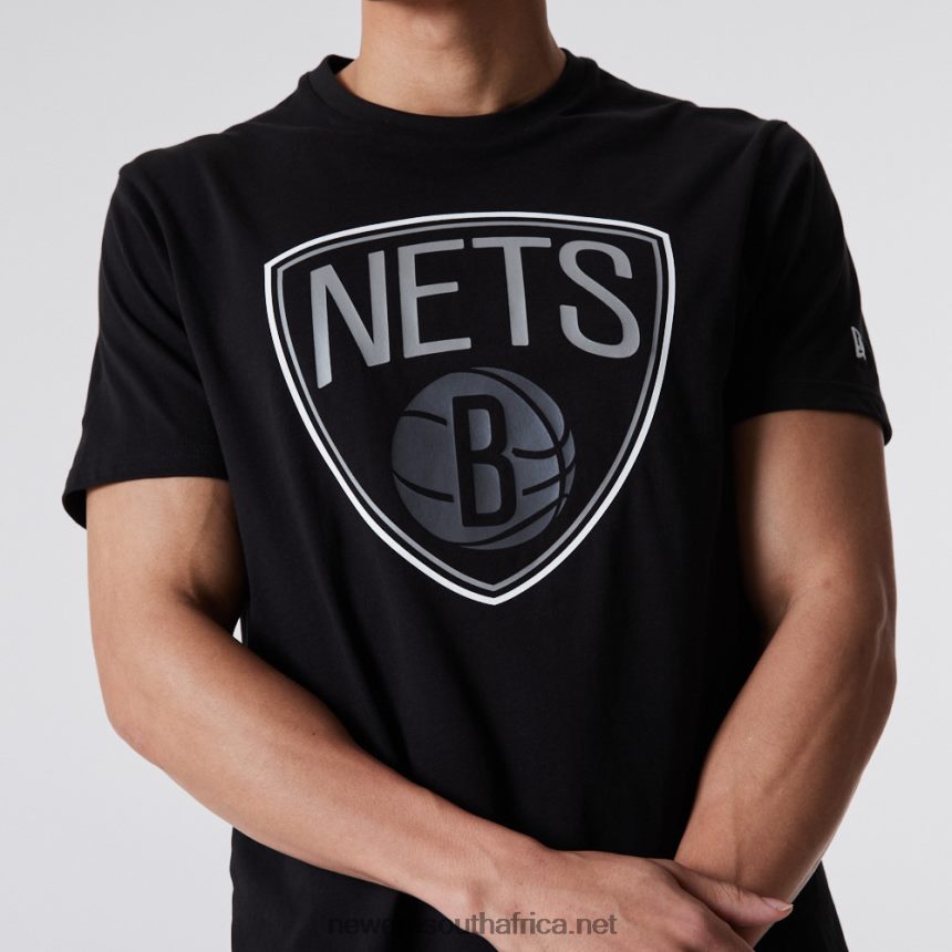 Brooklyn Nets NBA Outline Logo Black T-Shirt New Era TRBRBN3124