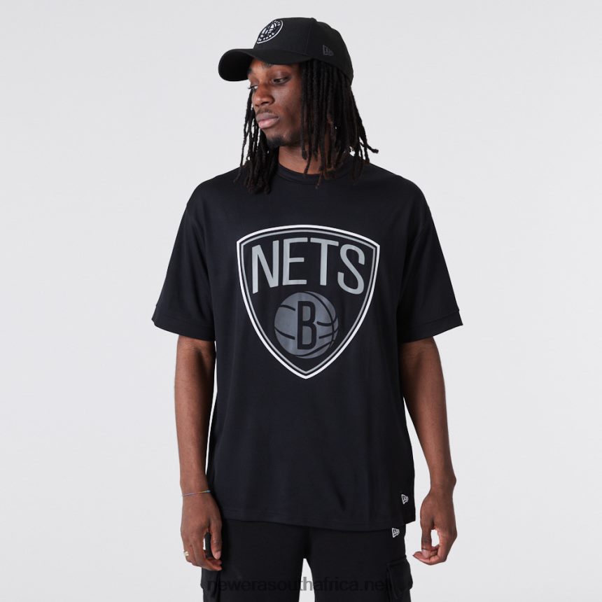Brooklyn Nets NBA Outline Mesh Black T-Shirt New Era TRBRBN3138