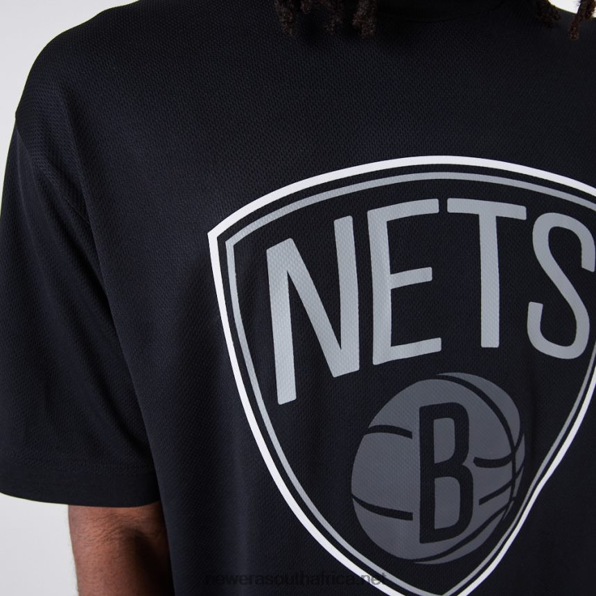 Brooklyn Nets NBA Outline Mesh Black T-Shirt New Era TRBRBN3138