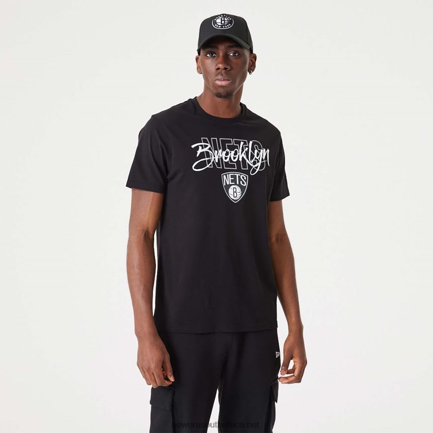 Brooklyn Nets NBA Script Black T-Shirt New Era TRBRBN2943