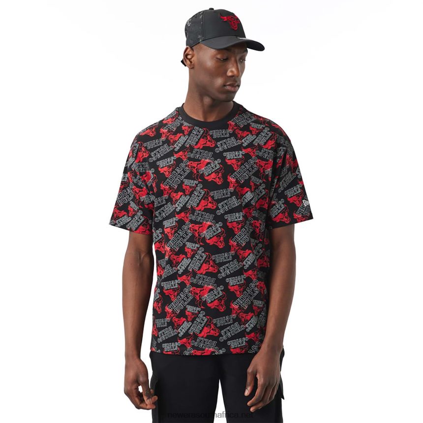 Chicago Bulls Logo Print Black Oversized T-Shirt New Era TRBRBN3087