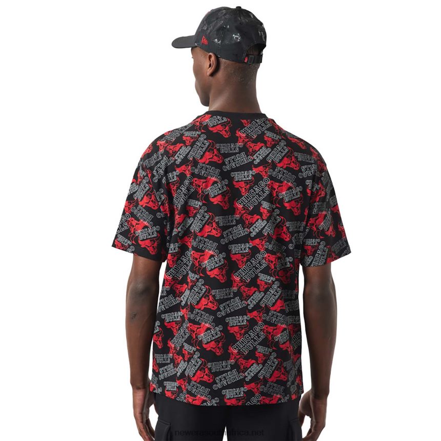 Chicago Bulls Logo Print Black Oversized T-Shirt New Era TRBRBN3087