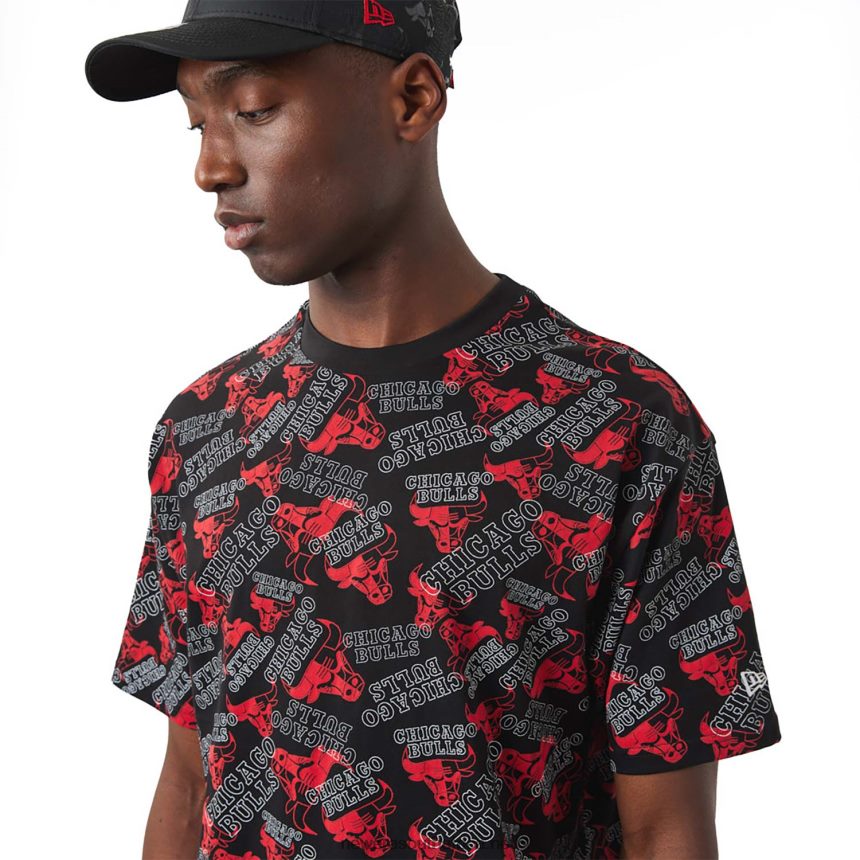 Chicago Bulls Logo Print Black Oversized T-Shirt New Era TRBRBN3087