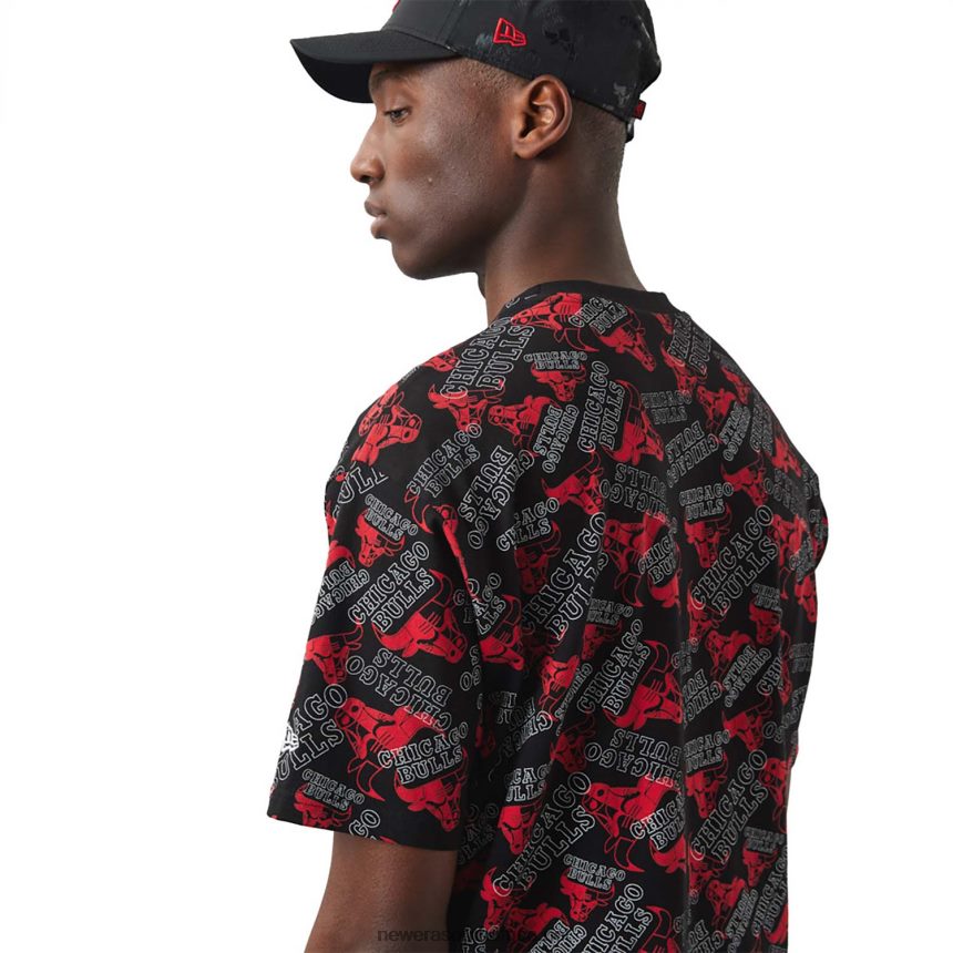 Chicago Bulls Logo Print Black Oversized T-Shirt New Era TRBRBN3087